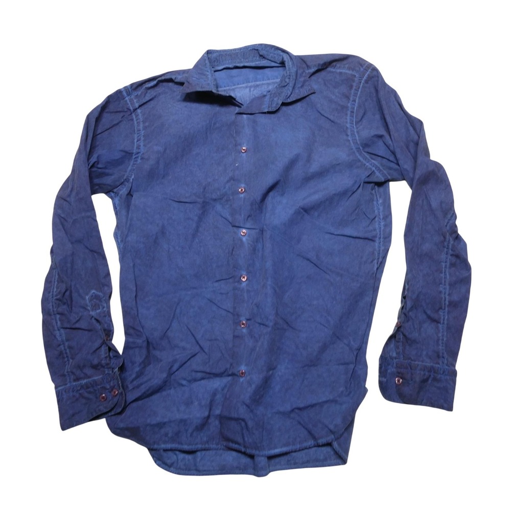 Hammer Made Dress Shirt Mens 16 Blue Slim Fit Cotton Button Front Long Sleeve